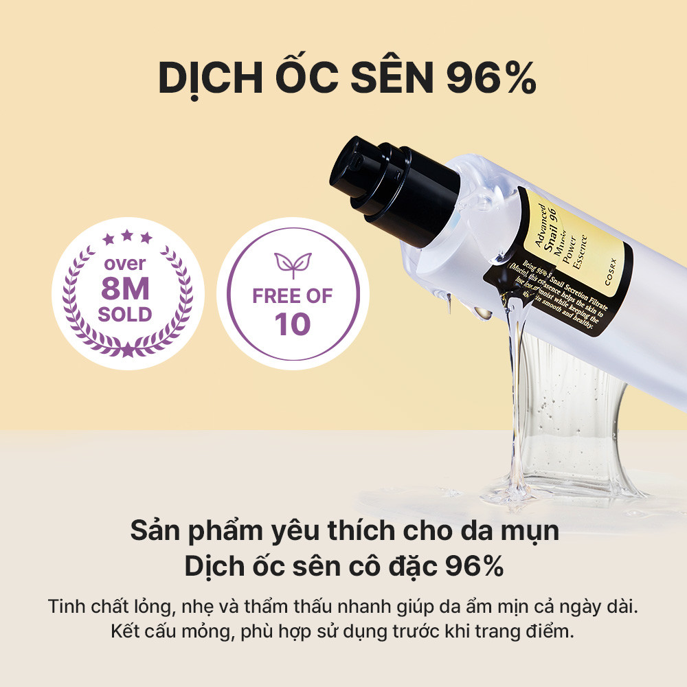 Mô tả Set serum ốc sên 96 mucin 100ml + kem dưỡng ẩm COSRX tái tạo phục hồi da chiết xuất 92% dịch ốc sên 100g - 1