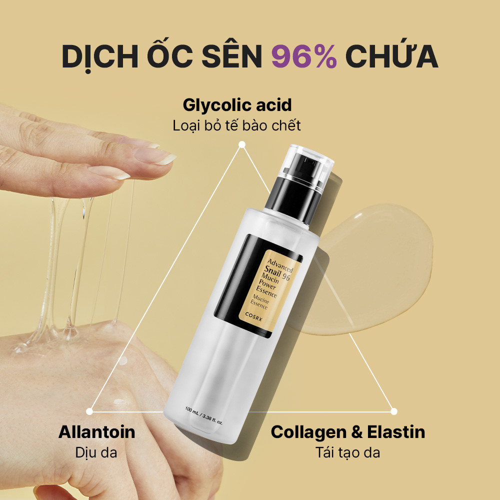 Mô tả Set serum ốc sên 96 mucin 100ml + kem dưỡng ẩm COSRX tái tạo phục hồi da chiết xuất 92% dịch ốc sên 100g - 2