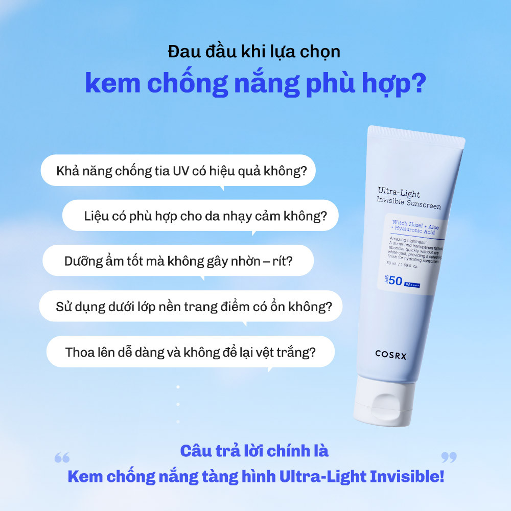 Mô tả COSRX OFFICIAL - Kem chống nắng tàng hình lỏng, nhẹ như serum Ultra-light Invisible Sunscreen SPF50+ PA++++ - 6