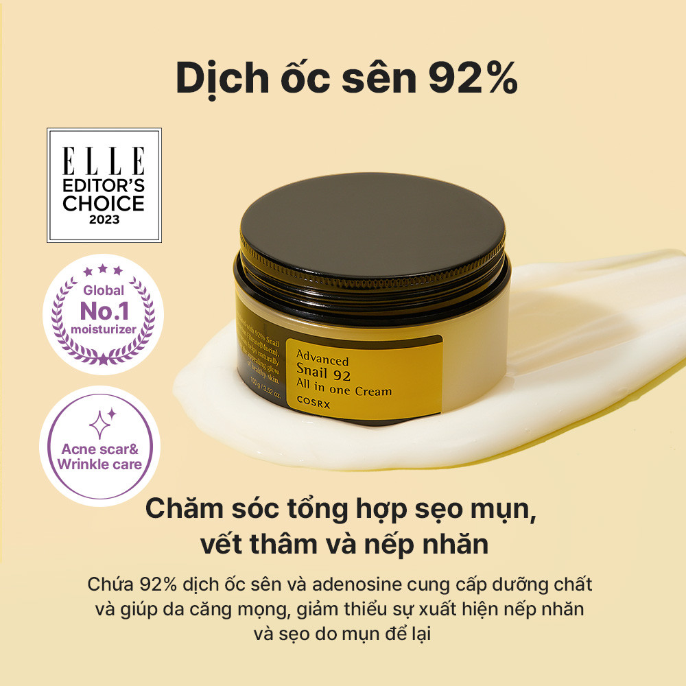 Mô tả Set serum ốc sên 96 mucin 100ml + kem dưỡng ẩm COSRX tái tạo phục hồi da chiết xuất 92% dịch ốc sên 100g - 10