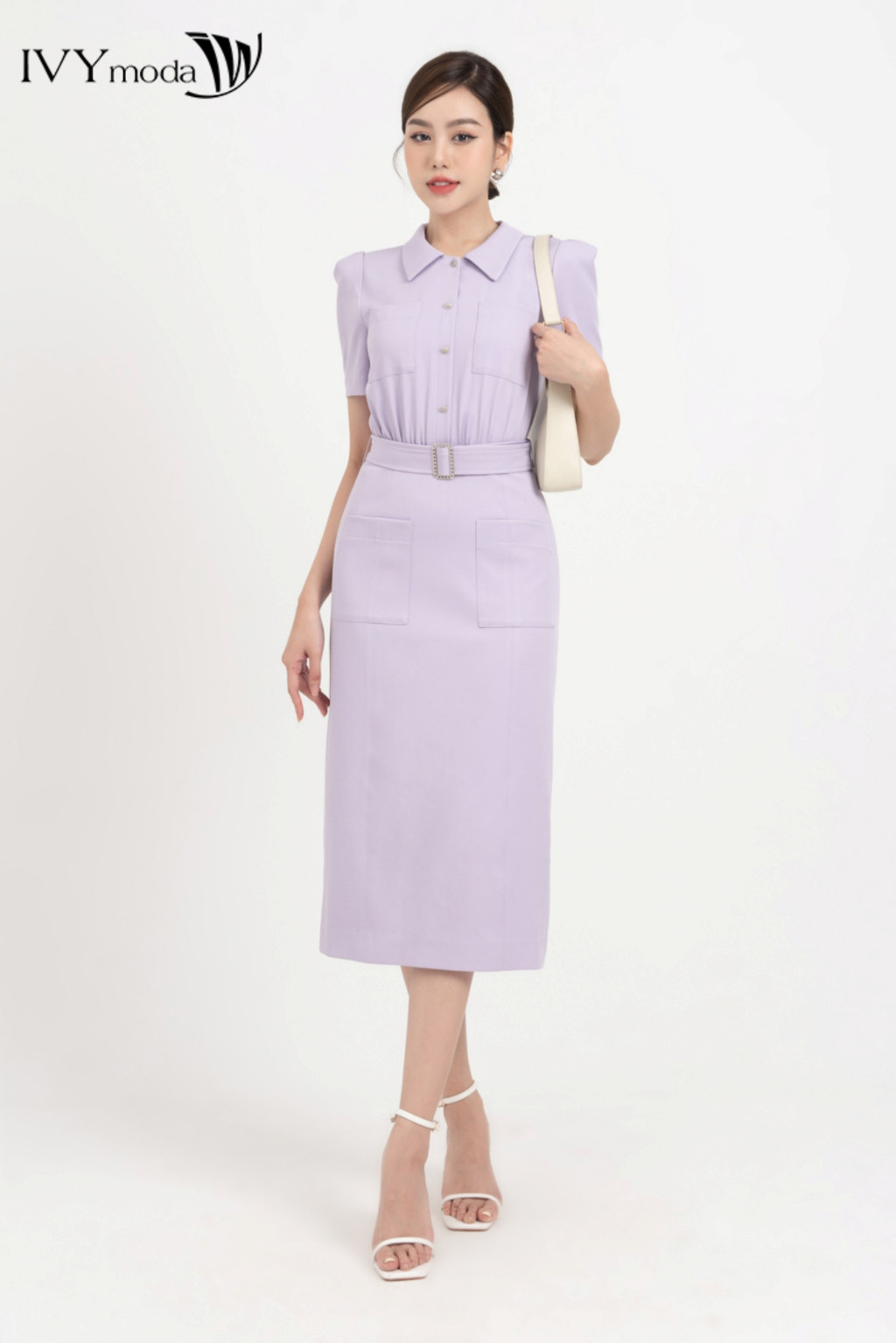 Mô tả Đầm dài phối túi kèm đai nữ IVY moda MS 48M8233 - 1