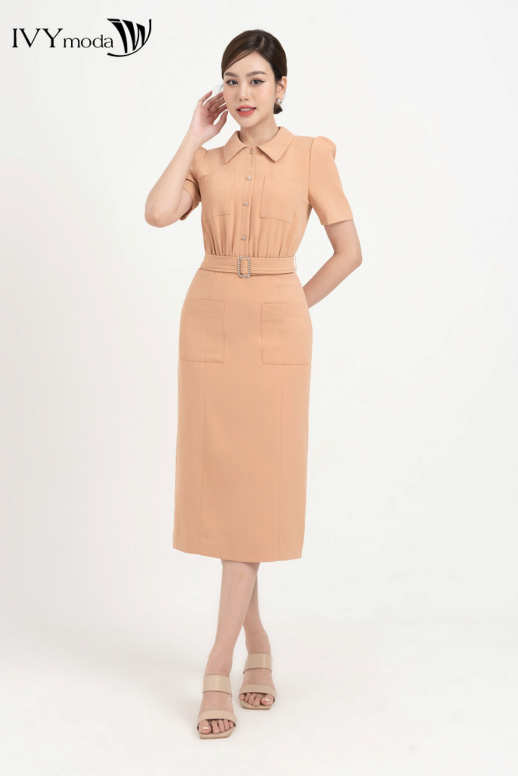 Mô tả Đầm dài phối túi kèm đai nữ IVY moda MS 48M8233 - 3