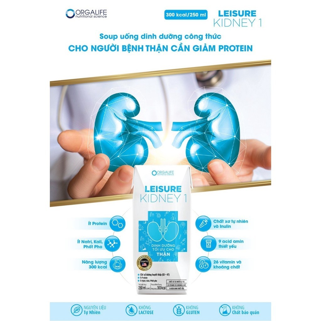 Mô tả Leisure Kidney 1 - Soup Uống Dinh Dưỡng Công Thức Tối Ưu Cần Giảm Protein 30 hộp - 1