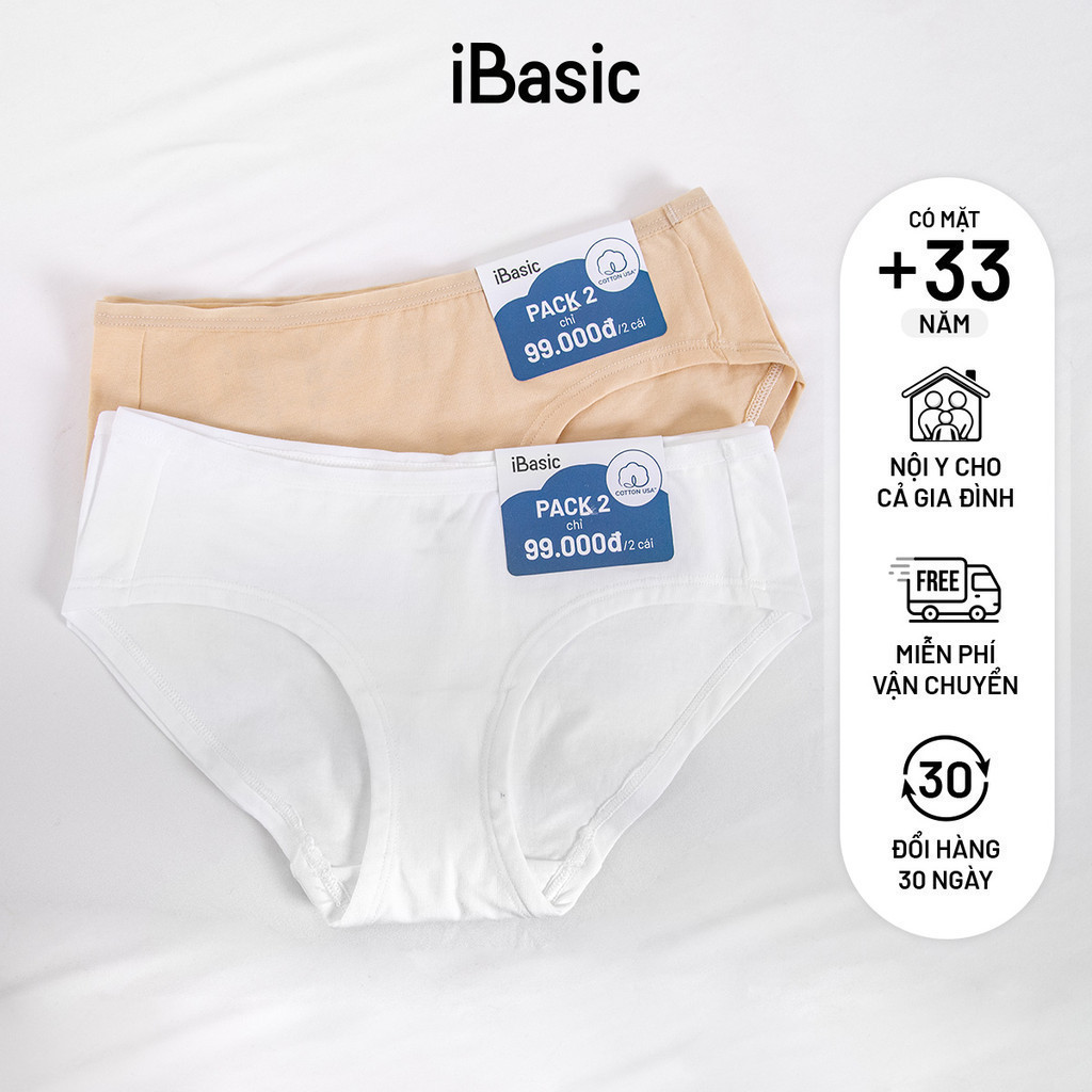 Mô tả Pack 2 combo quần lót nữ cotton USA kháng khuẩn cao cấp lưng vừa iBasic PANW172-PA2 - 1