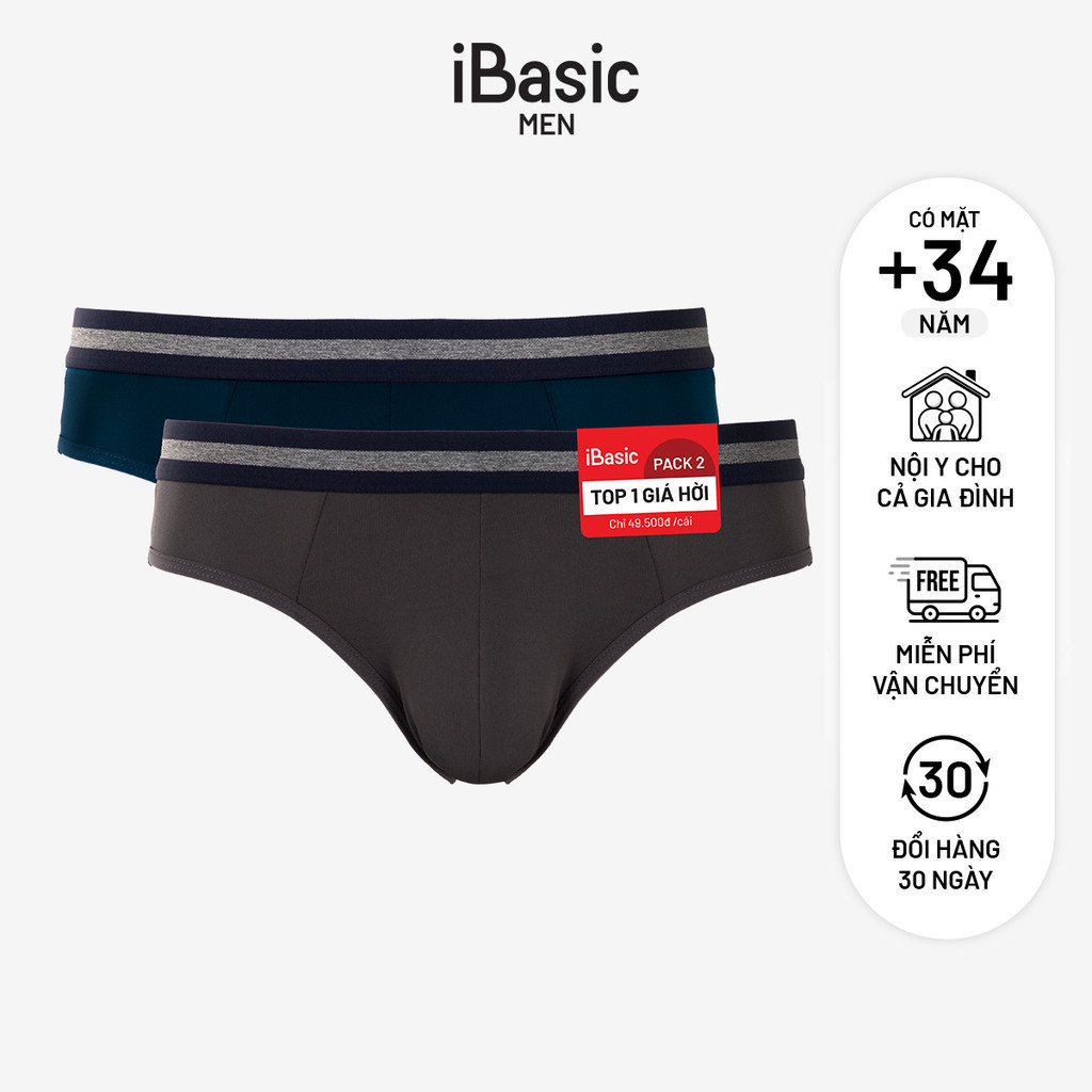 Mô tả Pack 2 combo quần lót nam iBasic brief thun lạnh thoáng mát PA2PANM111 - 2
