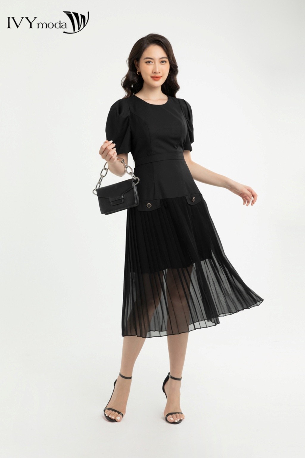 Mô tả Đầm xòe hạ eo xếp ly nữ IVY moda MS 48M7565 - 1