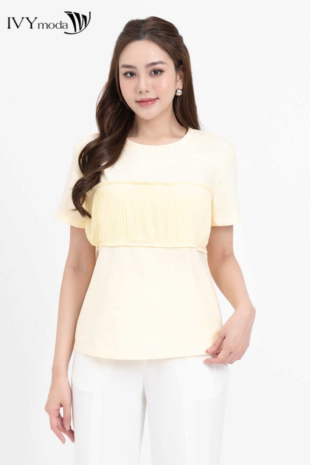 Mô tả Áo thun nữ xếp ly ngực IVY moda MS 57B9458 - 1