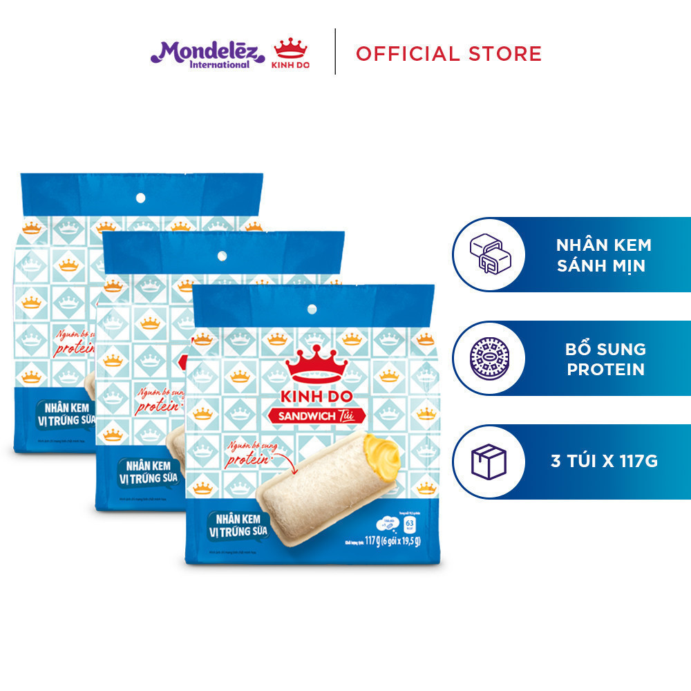 Mô tả Kinh Đô Sandwich Túi Nhân Trứng Sữa, Combo 3 Túi X 117G - 1