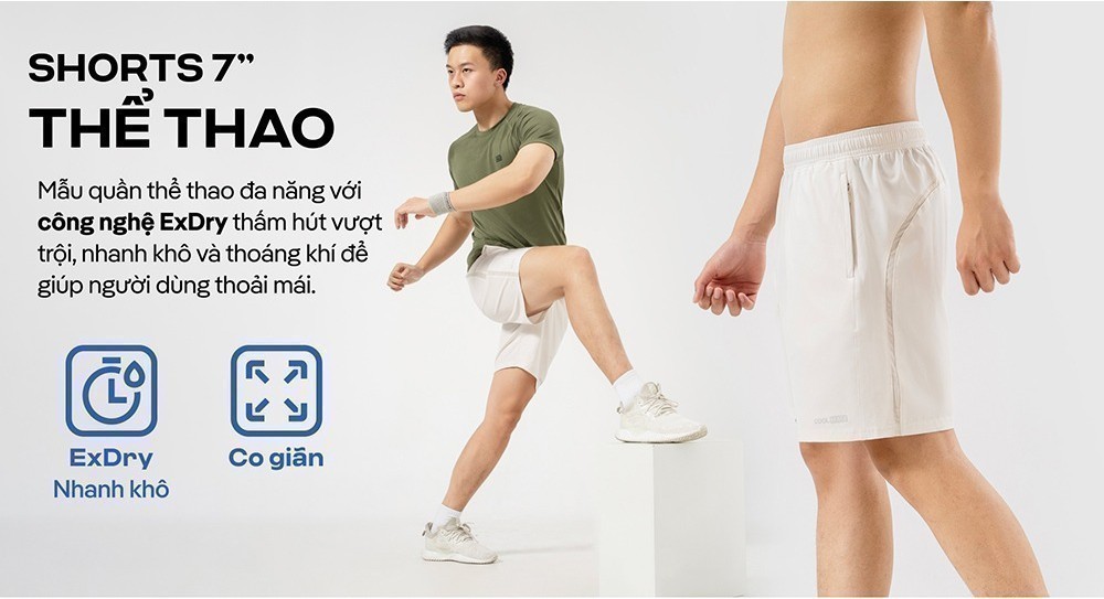 Mô tả Quần Shorts thể thao 7 inch đa năng thoáng khí Exdry Coolmate - 1