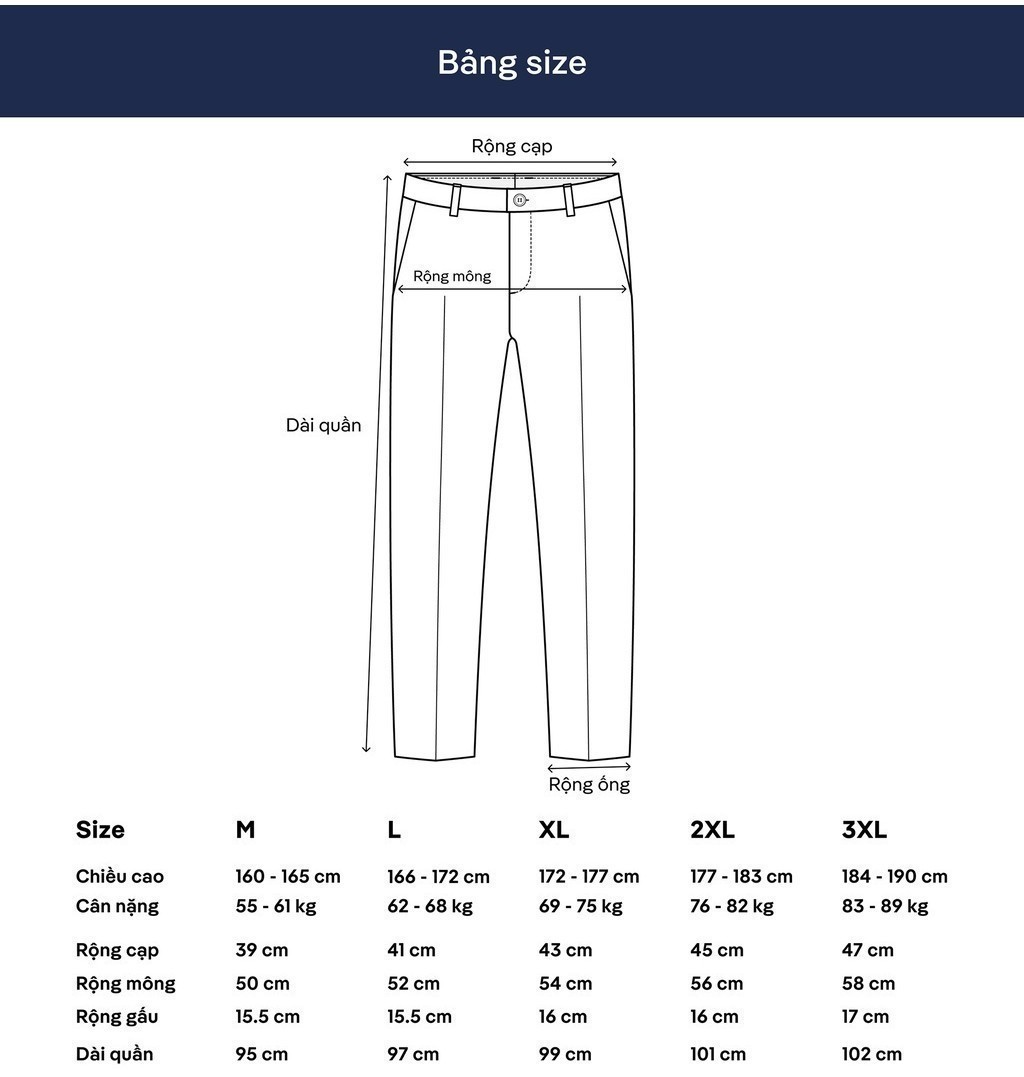 Mô tả Quần dài nam Kaki Excool co giãn đàn hồi Coolmate - 11
