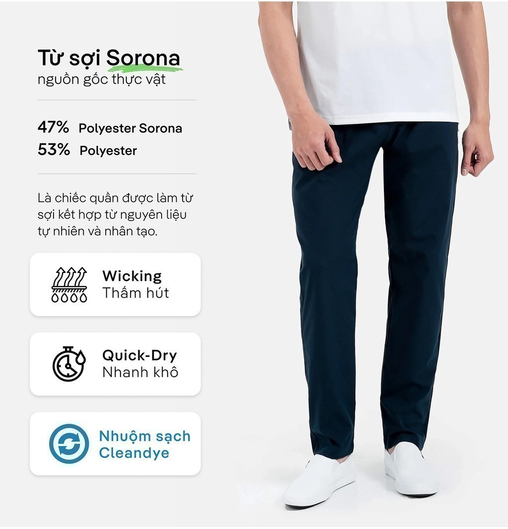 Mô tả Quần dài nam Daily Pants  sợi Sorona, nhuộm Cleandye Coolmate - 2