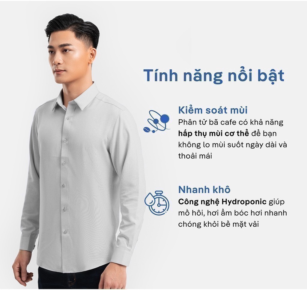 Mô tả Áo SƠ MI nam dài tay CaféDriS khử mùi hiệu quả Coolmate - 3