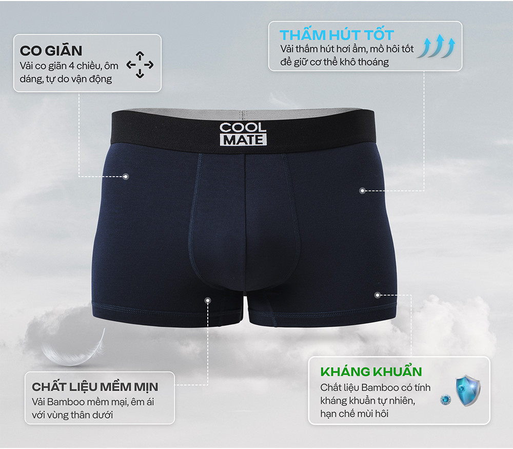 Mô tả Combo 3 quần lót nam dáng Trunk Bamboo kháng khuẩn Coolmate - 4