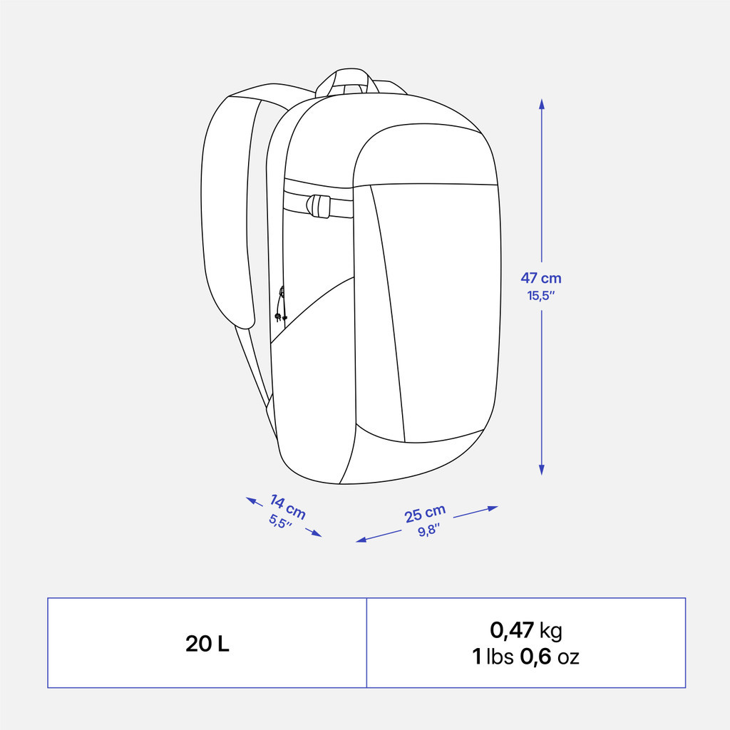 Mô tả Balo leo núi 20L nhẹ và tiện lợi DECATHLON NH Arpenaz 100 xanh dương mã 8731516 - 3