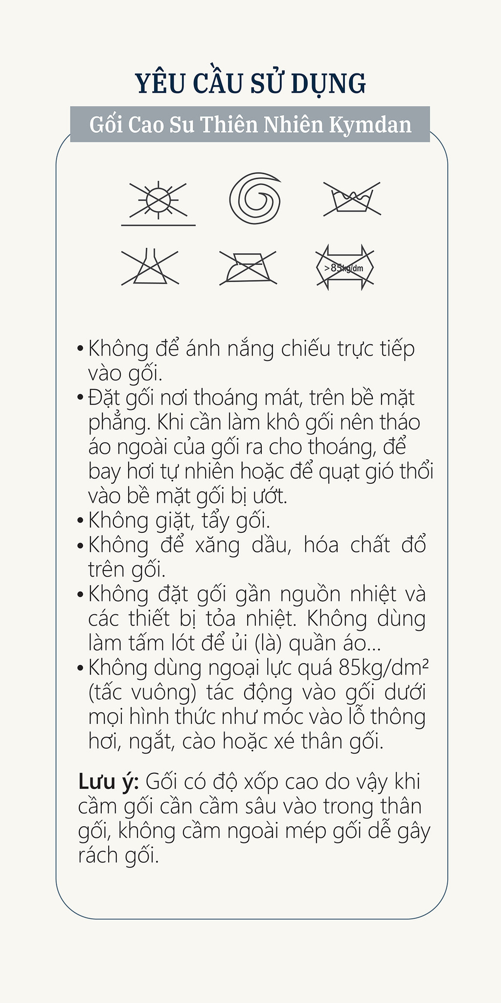 Mô tả Gối cao su thiên nhiên Kymdan Pillow GO - 5