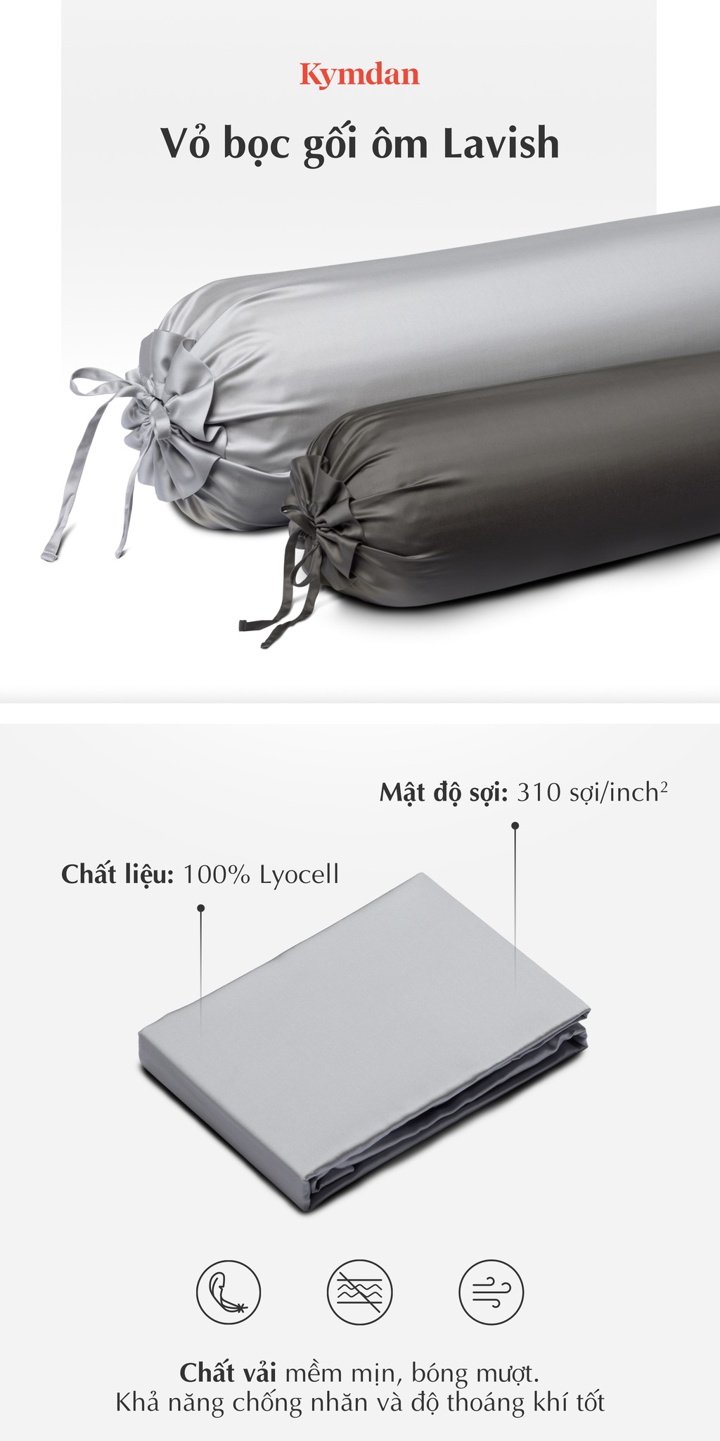Mô tả Vỏ bọc gối ôm Kymdan Lavish - 1