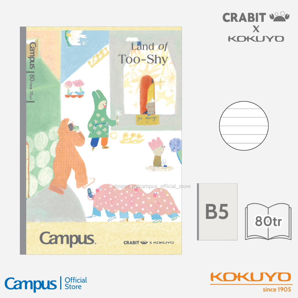 Mô tả Vở (Tập) Gáy Keo Land of Too-Shy Kẻ ngang/Caro/4 Ly Ngang, 80/96 Tr, A5/B5, Chính Hãng Campus - 1