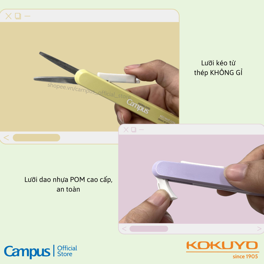 Mô tả Kéo Mini Đa Năng Gấp Gọn Thép Không Gỉ Series Kusumi Bổ Sung Đầu Rọc Carton Chính Hãng Campus - 4