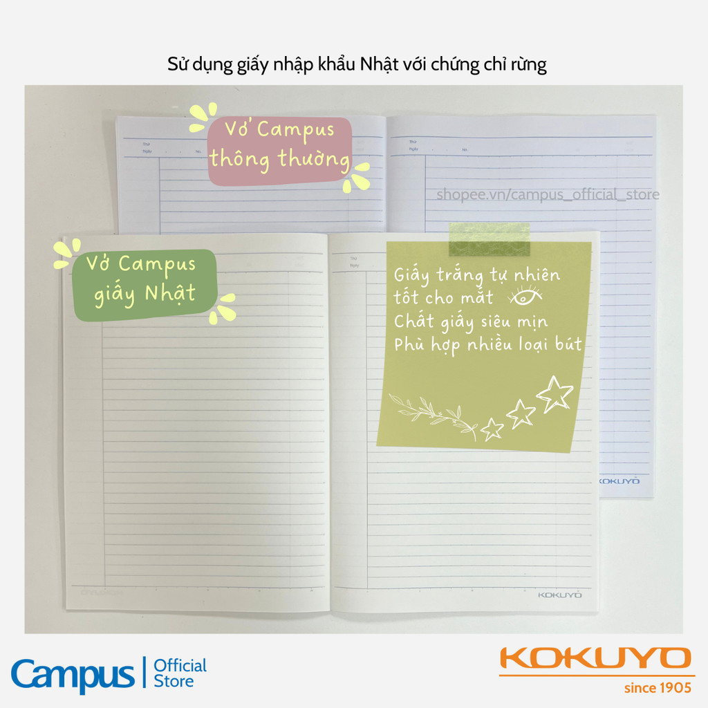 Mô tả Vở Gáy Keo Japan Illustrator (Họa Sĩ Nhật) Giấy Nhập Nhật Kẻ Ngang Có Chấm 80/200 Trang B5 Campus - 2