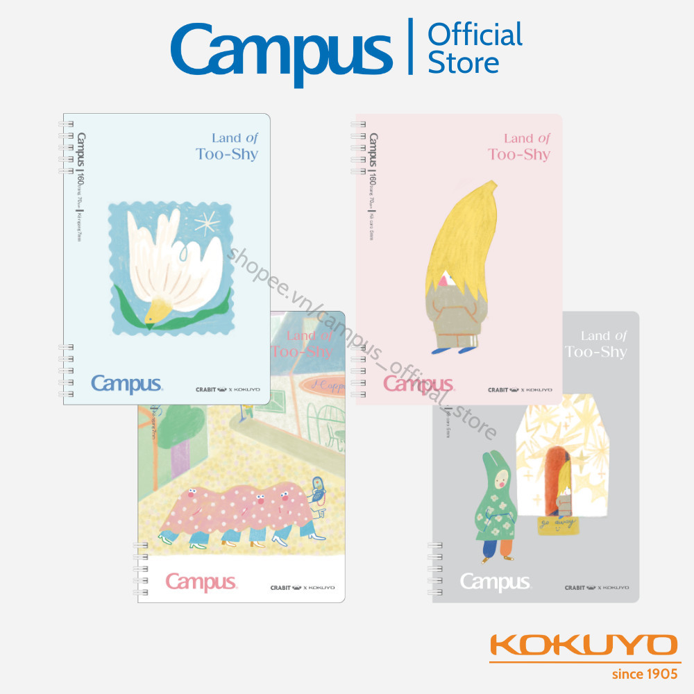Mô tả Sổ Lò Xo 2 Đầu Kích Thước A5 Thiết Kế Series Land of Too Shy Dòng Kẻ Caro 5mm/ Kẻ Ngang 7mm Campus - 1