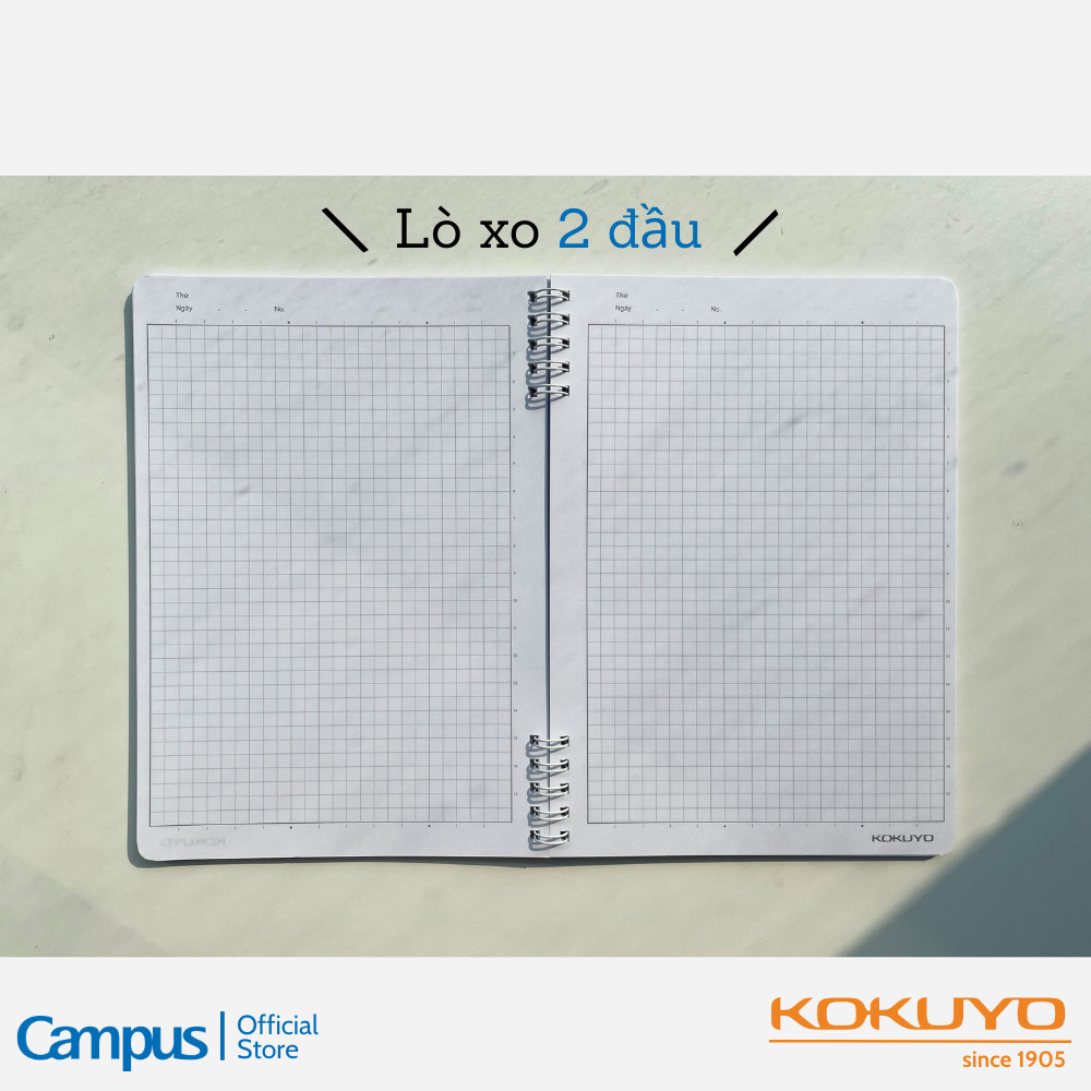Mô tả Sổ Lò Xo 2 Đầu Kích Thước A5 Thiết Kế Series Land of Too Shy Dòng Kẻ Caro 5mm/ Kẻ Ngang 7mm Campus - 2