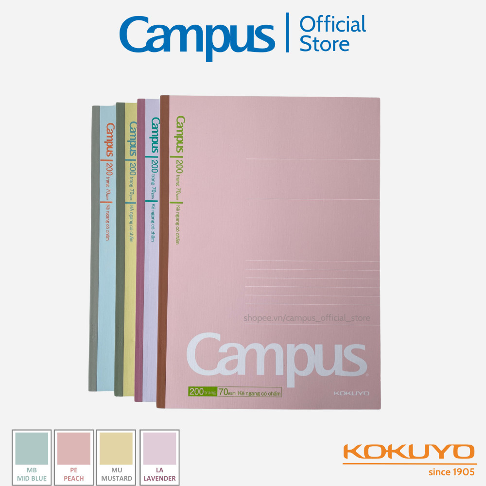 Mô tả Vở (Tập) Gáy Keo Kusumi Series Kẻ Ngang Có Chấm/ 4 Ly Ngang 80/120/200 Trang Khổ B5 Chính Hãng Campus - 1
