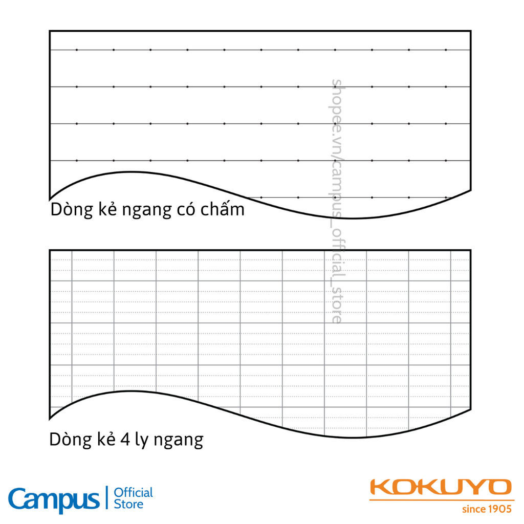 Mô tả Vở (Tập) Gáy Keo Kusumi Series Kẻ Ngang Có Chấm/ 4 Ly Ngang 80/120/200 Trang Khổ B5 Chính Hãng Campus - 2