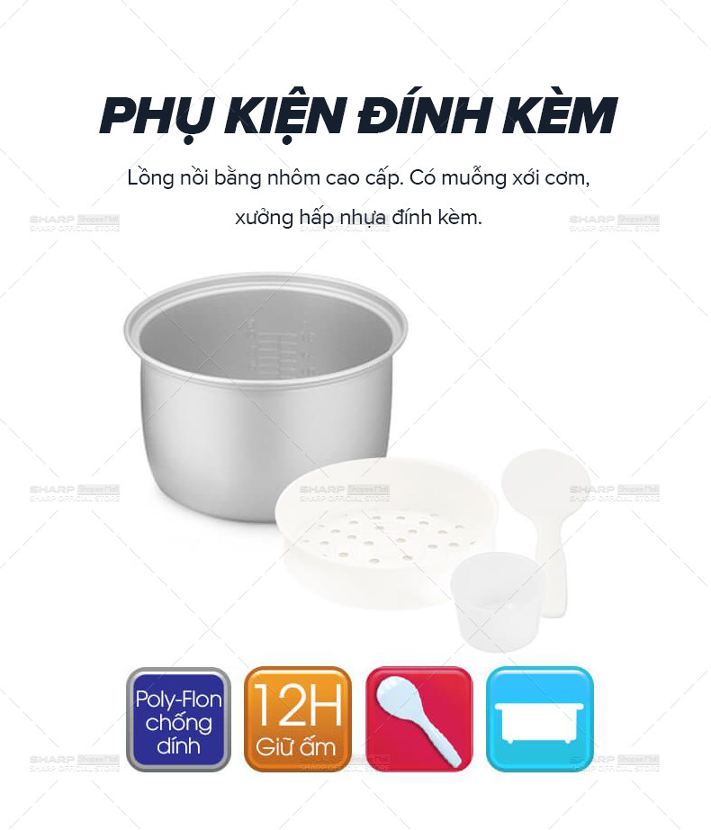 Mô tả Nồi cơm điện dòng chống dính tăng cường xử hấp KS-181TJV "BM" -  Bảo hành chính hãng 12 Tháng - 1