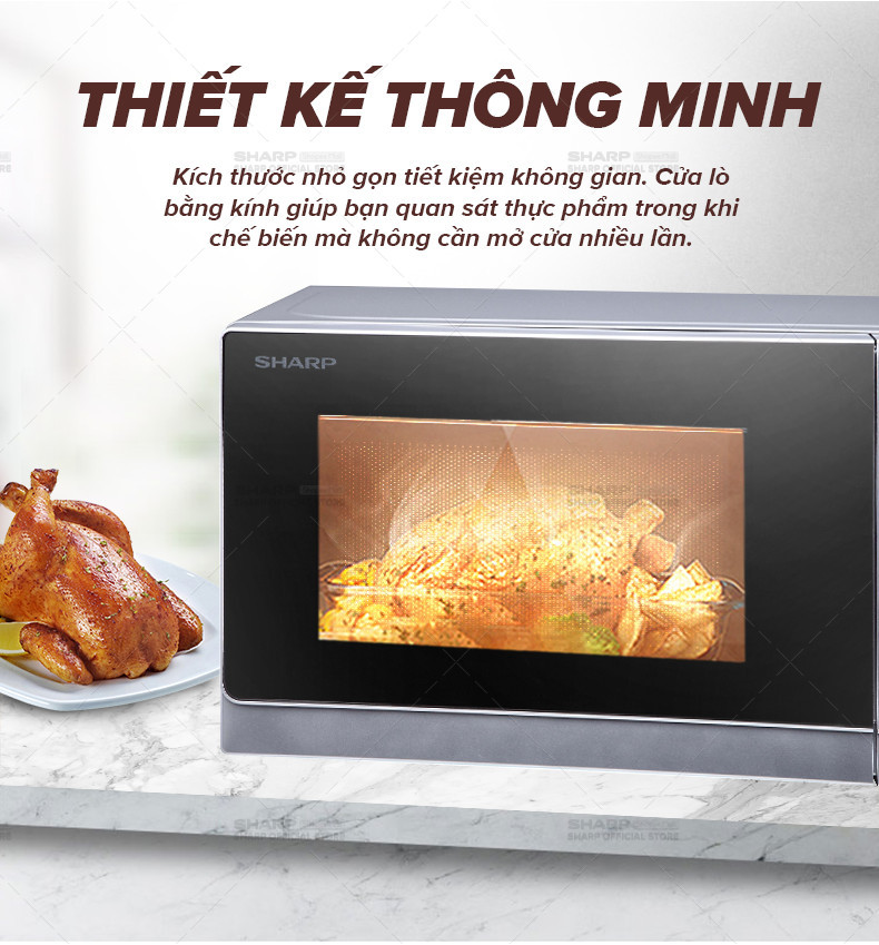 Mô tả Lò Vi Sóng Cơ Sharp R-202VN-S/R-203VN-M/R-205VN-S [800W + 5 mức công suất + Hẹn giờ 35p - Bảo hành chính hãng 12 tháng - 5