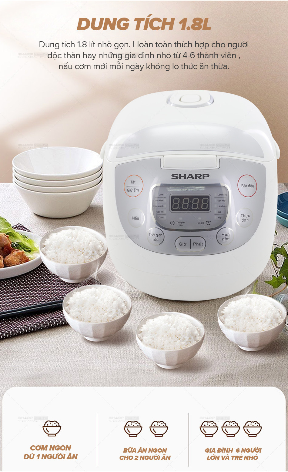 Nồi cơm điện tử Sharp KS-COM195HV-WH - Phụ kiện