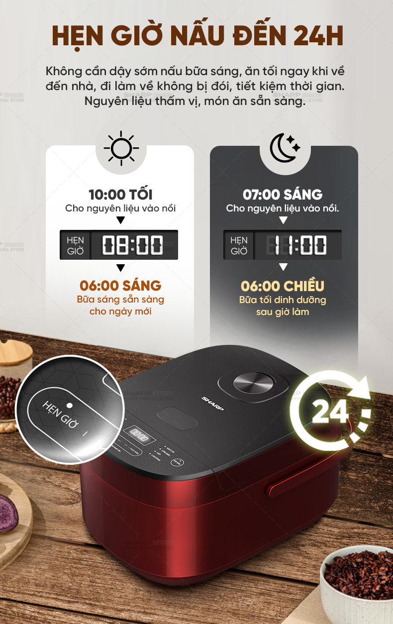 Nồi cơm điện Sharp KS-COM194EV-BK/RD