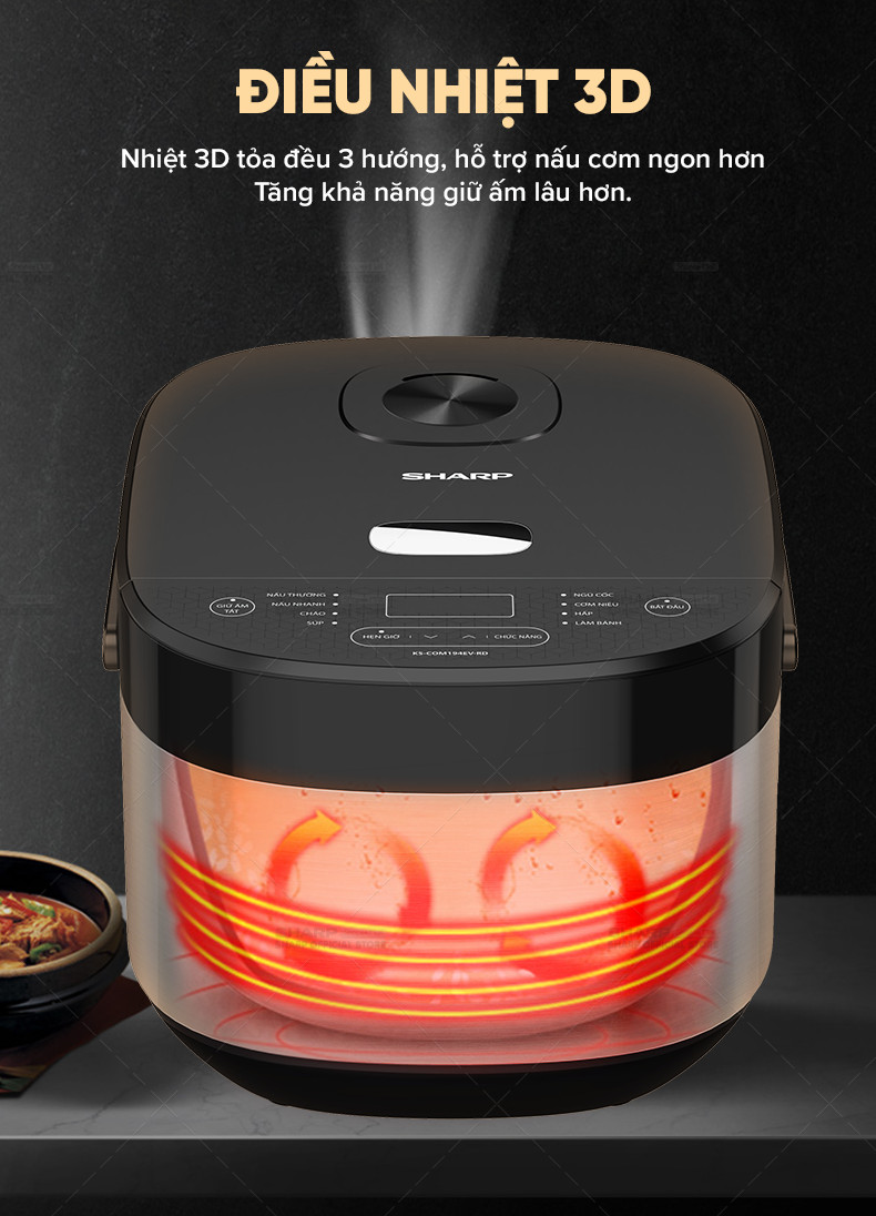 Nồi cơm điện Sharp KS-COM194EV-BK/RD