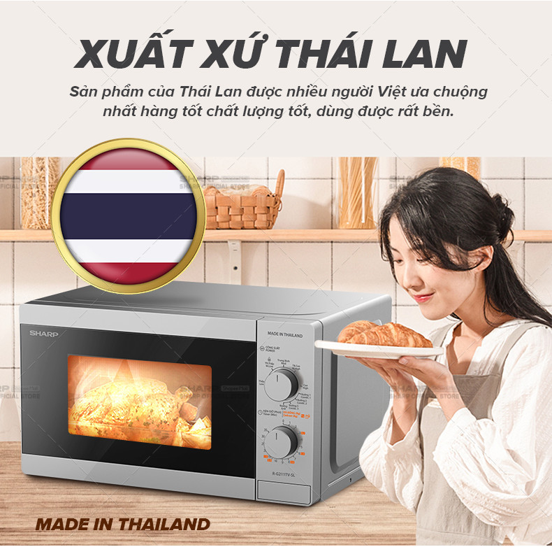 Mô tả Lò Vi Sóng Cơ Có Nướng R-G211TV-SL/BK 21L [ Công Suất 800W,3 Chức năng nướng kết hợp] - 5