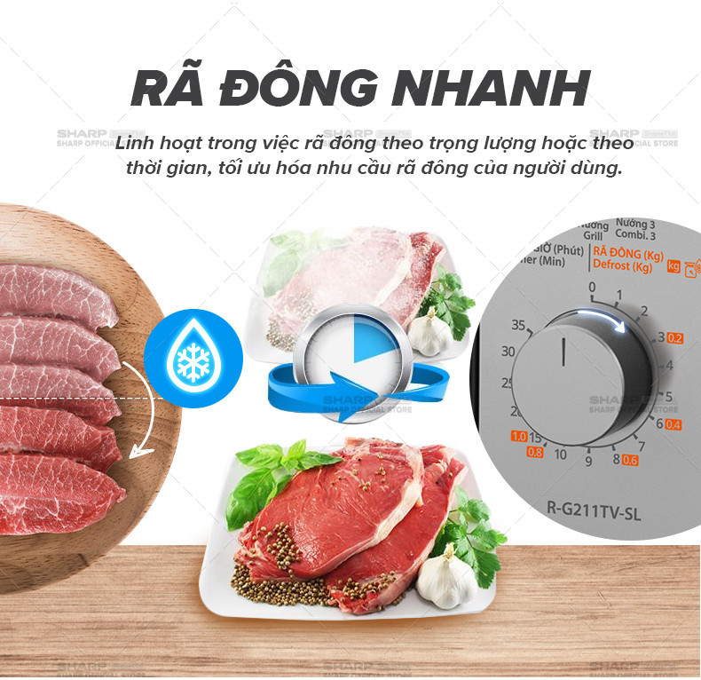 Mô tả Lò Vi Sóng Cơ Có Nướng R-G211TV-SL/BK 21L [ Công Suất 800W,3 Chức năng nướng kết hợp] - 6