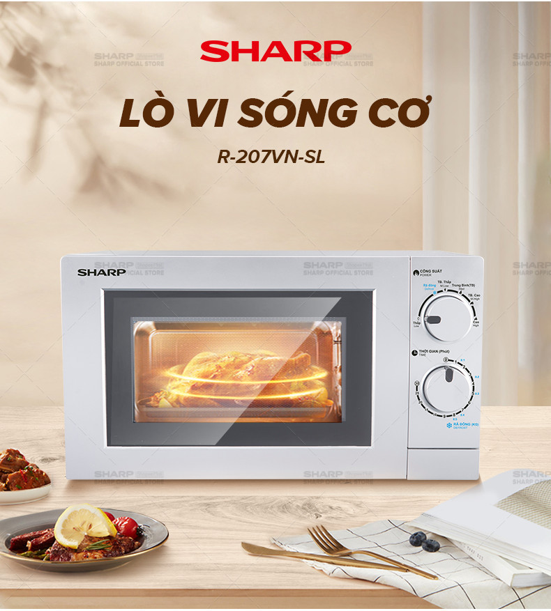 Mô tả Lò Vi Sóng Cơ R-207VN-SL/R-209VN-SK  [700W, 6 Mức Công Suất, Hẹn giờ 30p] - Hàng Chính Hãng Bảo Hành 12 tháng - 3