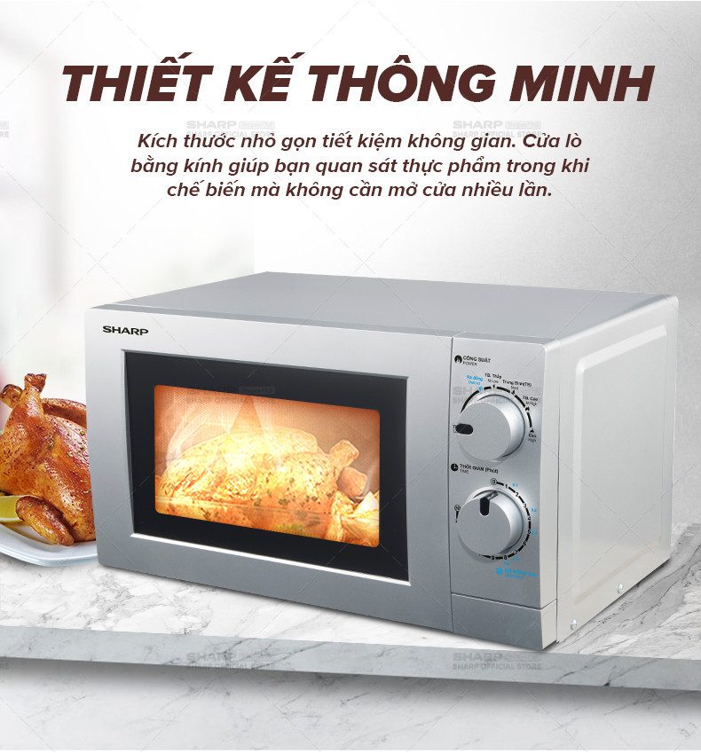 Mô tả Lò Vi Sóng Cơ R-207VN-SL/R-209VN-SK  [700W, 6 Mức Công Suất, Hẹn giờ 30p] - Hàng Chính Hãng Bảo Hành 12 tháng - 4