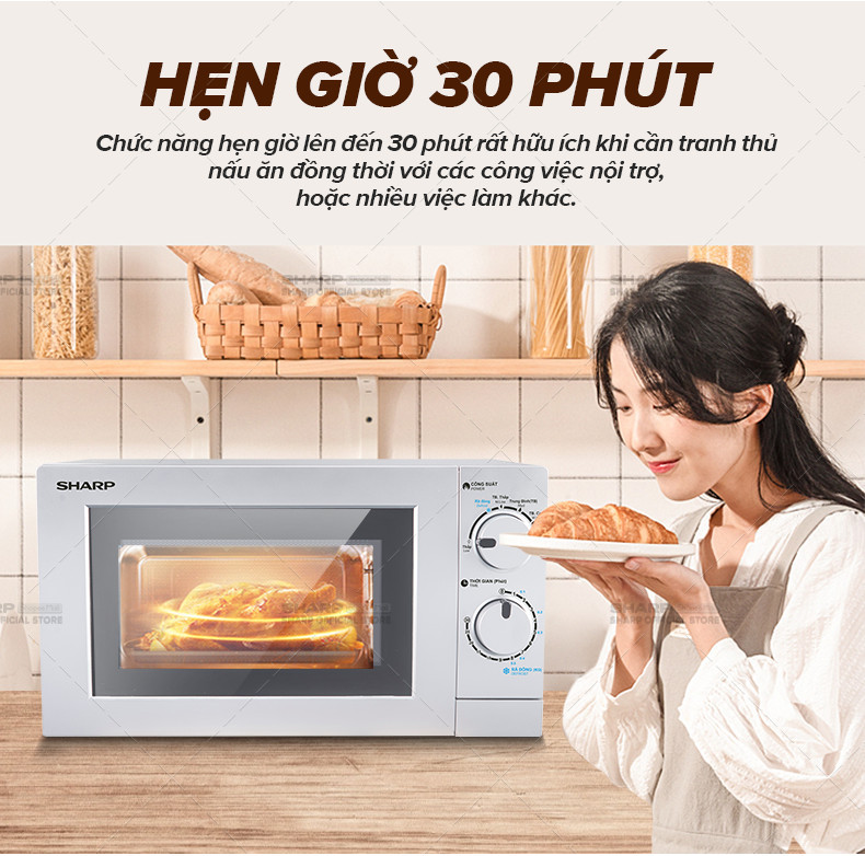 Mô tả Lò Vi Sóng Cơ R-207VN-SL/R-209VN-SK  [700W, 6 Mức Công Suất, Hẹn giờ 30p] - Hàng Chính Hãng Bảo Hành 12 tháng - 5