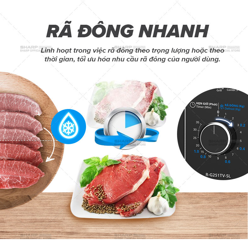 Mô tả Lò Vi Sóng Cơ Có Nướng Sharp R-G251TV-SL/BK 25L [5 Mức Công Suất] - Bảo Hành 12T - 5
