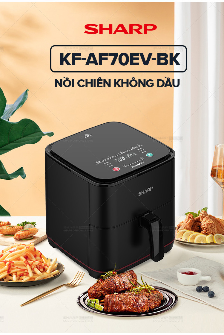 Mô tả Nồi Chiên Không Dầu Sharp KF-AF70EV-BK Chống Dính 7L [1650W] - Bảo hành chính hãng 12 - 2