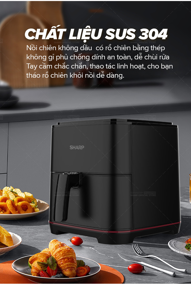 Mô tả Nồi Chiên Không Dầu Sharp KF-AF70EV-BK Chống Dính 7L [1650W] - Bảo hành chính hãng 12 - 3