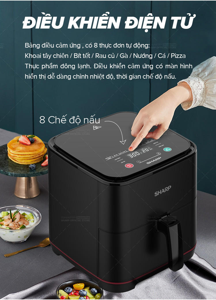 Mô tả Nồi Chiên Không Dầu Sharp KF-AF70EV-BK Chống Dính 7L [1650W] - Bảo hành chính hãng 12 - 5