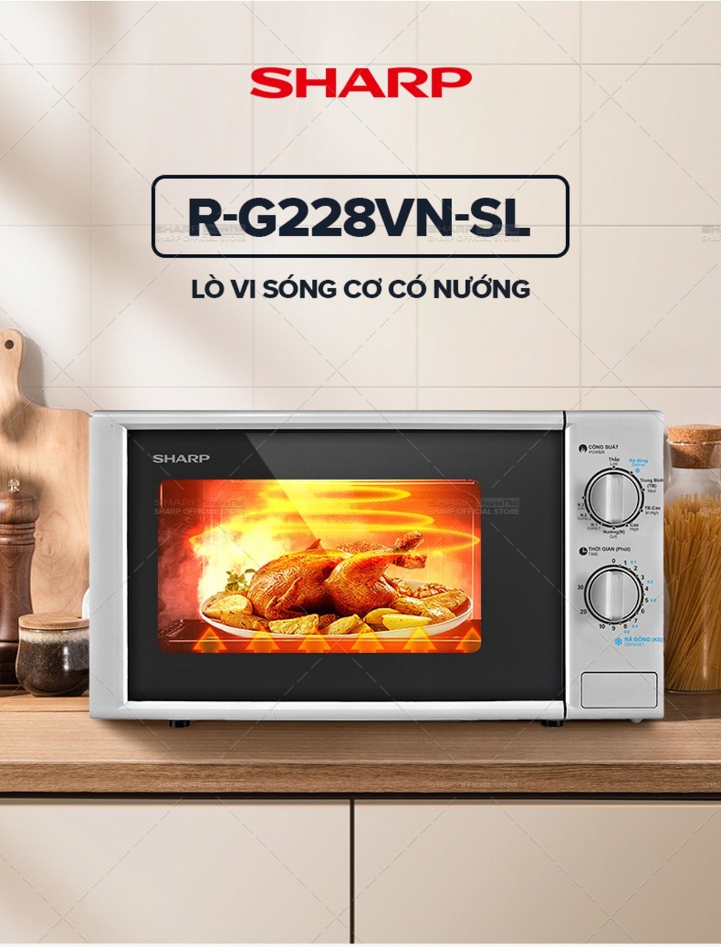 Mô tả Lò vi sóng có nướng Sharp R-G228VN-SL - 20L - Hàng Chính Hãng bảo hành 12 tháng - 1
