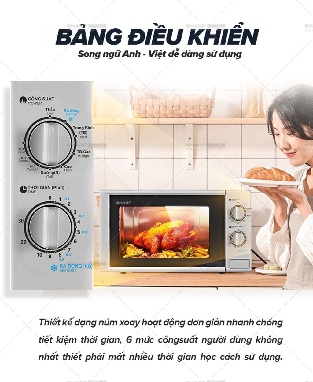 Mô tả Lò vi sóng có nướng Sharp R-G228VN-SL - 20L - Hàng Chính Hãng bảo hành 12 tháng - 4