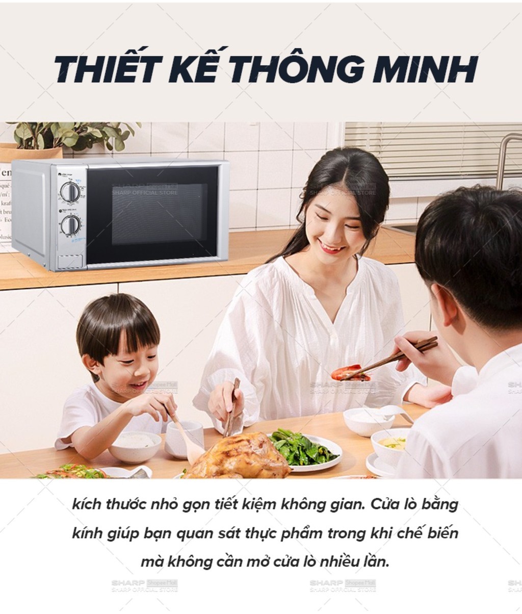 Mô tả Lò vi sóng có nướng Sharp R-G228VN-SL - 20L - Hàng Chính Hãng bảo hành 12 tháng - 6