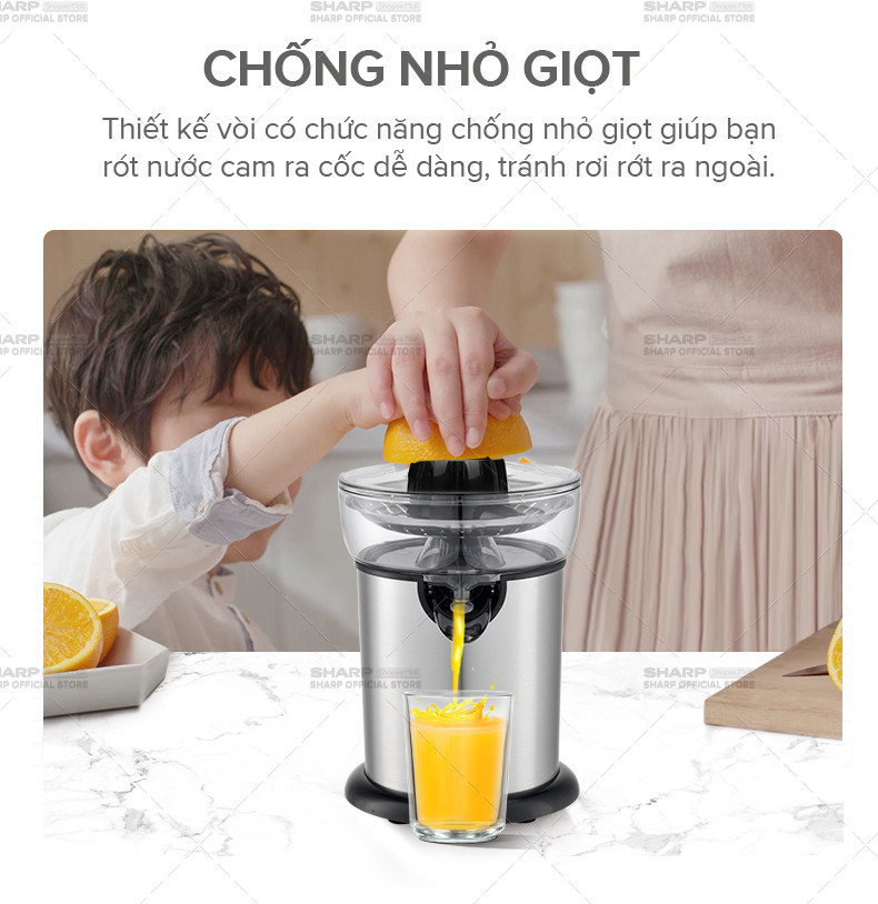 Mô tả Máy Vắt Cam Sharp EJ-J130-ST Đầu Rót Trực Tiếp - Hàng Chính Hãng Bảo Hành 12 Tháng - 2