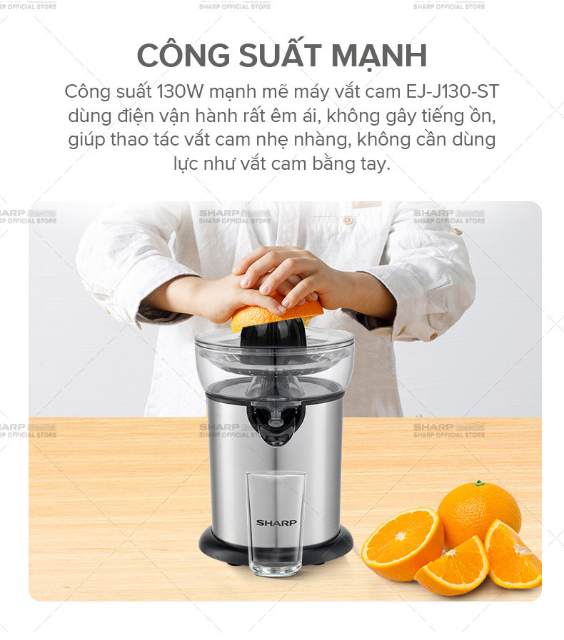 Mô tả Máy Vắt Cam Sharp EJ-J130-ST Đầu Rót Trực Tiếp - Hàng Chính Hãng Bảo Hành 12 Tháng - 4