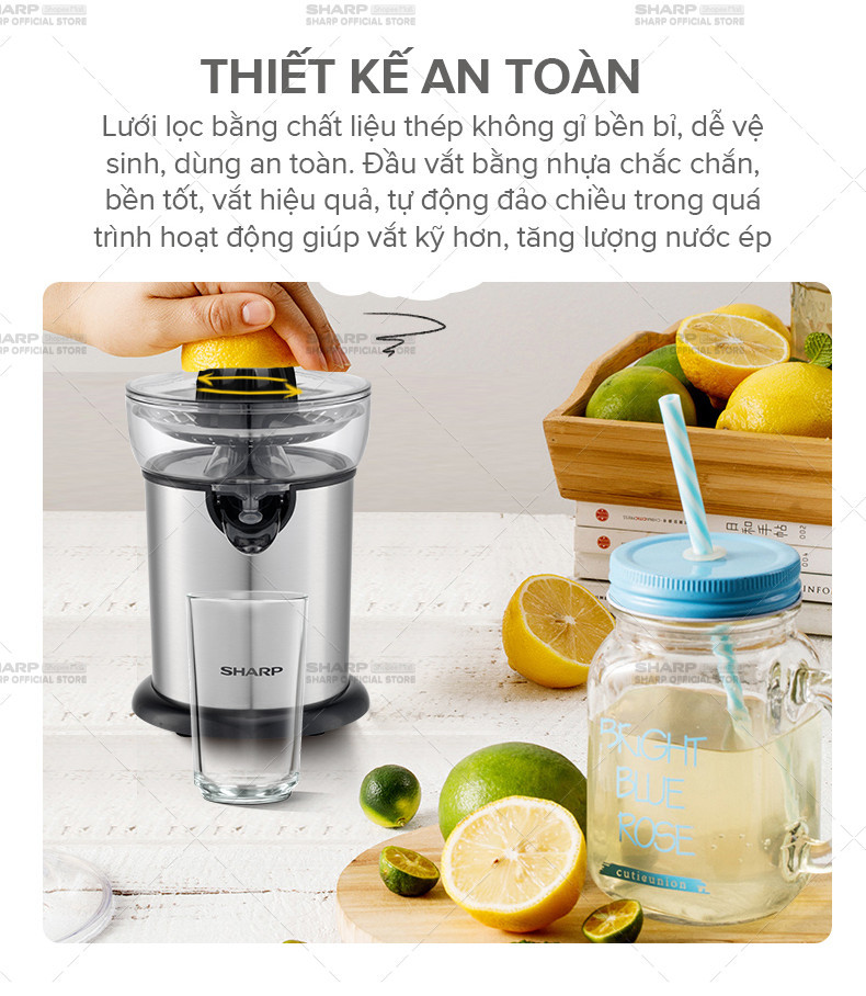 Mô tả Máy Vắt Cam Sharp EJ-J130-ST Đầu Rót Trực Tiếp - Hàng Chính Hãng Bảo Hành 12 Tháng - 6