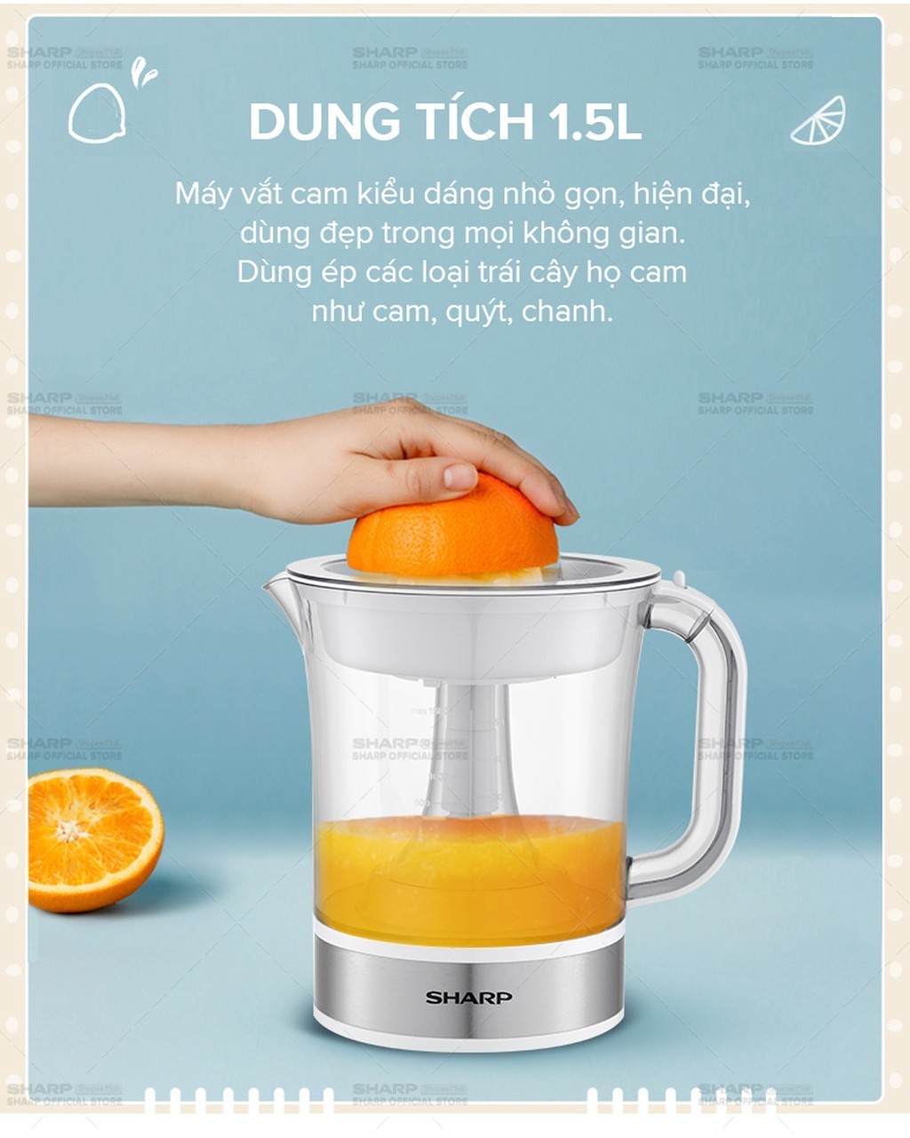 Mô tả Máy Vắt Cam Sharp EJ-J415-WH Dung Tích 1.5L ( Màu Trắng) - 2