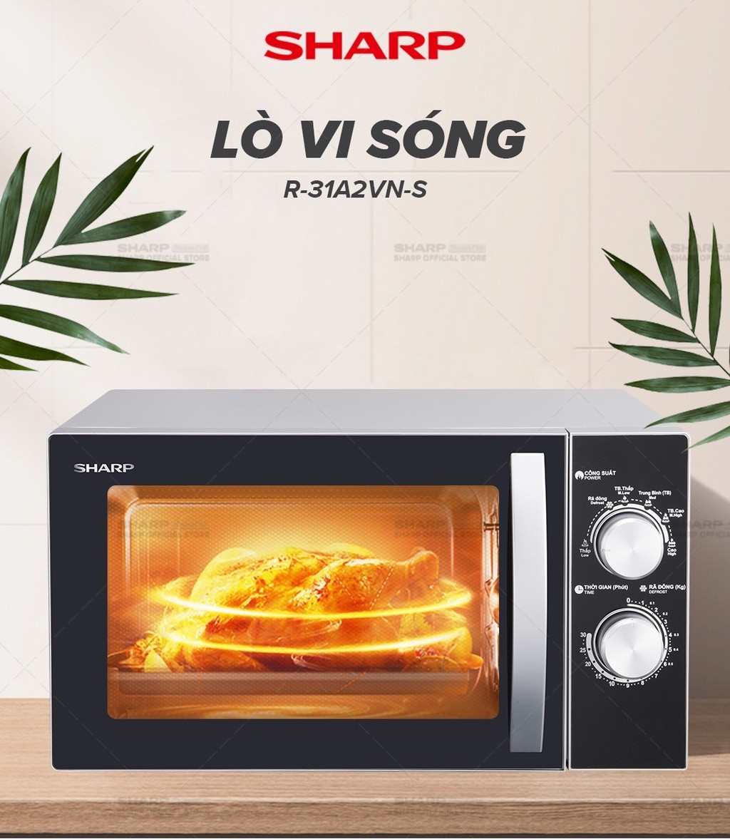 Mô tả Lò Vi Sóng Cơ Sharp R-31A2VN-S 23L, [ Công Suất 900W, 6 Mức Công Suất,Hẹn Giờ 30'] - 1