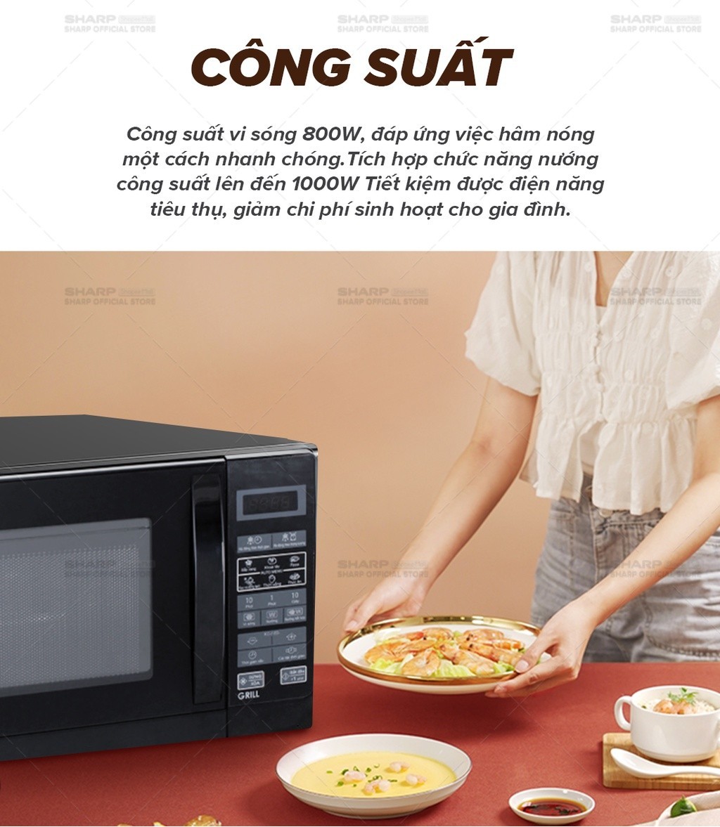 Mô tả Lò Vi Sóng Kết Hợp Nướng Sharp R-G273VN-B 20L - 2